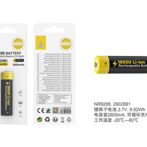 Batería de litio 2600mah  NR9288 NE Bateria de Litio Recargable 18650 2600mah 3.7V,Negro