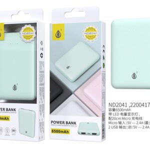 Bateria Externa 6500mAh  Power Bank ND2041 VR PoweBank Iris 6500mAh con indicador luz led,Verde