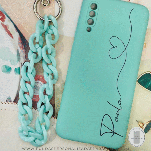 Funda Personalizada Case Nombre  Silicona Suave Azul Turquesa - Imagen 25