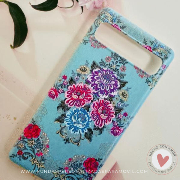 Funda Fallera Personalizada con Nombre  Diseños Tela Vestido Fallero Color Azul Mod2 - Imagen 6