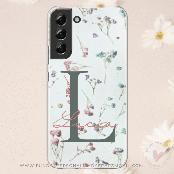 Funda Personalizada Diseño Flores con Nombre - Imagen 4