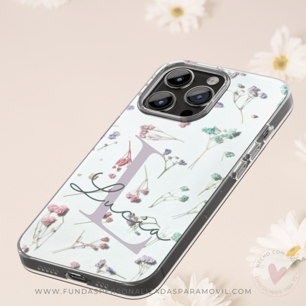 Funda Personalizada Diseño Flores con Nombre - Imagen 3