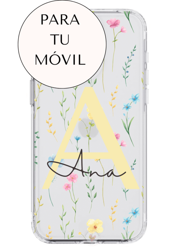 Funda Personalizada Diseño Flores y  Nombre - Imagen 6