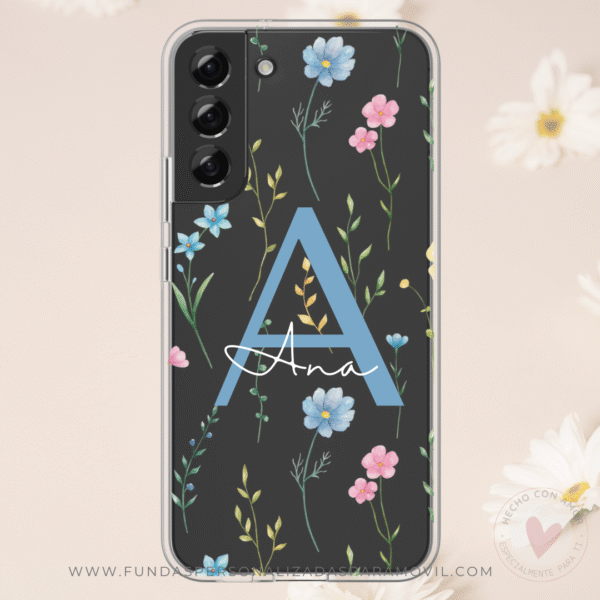 Funda Personalizada Diseño Flores y  Nombre - Imagen 3