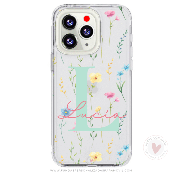 Funda Personalizada Diseño Flores y  Nombre - Imagen 2