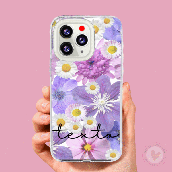 Funda Personalizada Diseño Mama Flores Lilas + Nombre