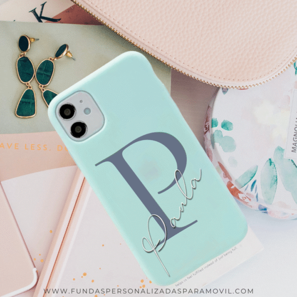 Funda Personalizada Case Nombre  Silicona Suave Azul Turquesa - Imagen 24