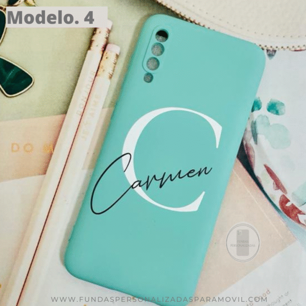 Funda Personalizada Case Nombre  Silicona Suave Azul Turquesa - Imagen 11