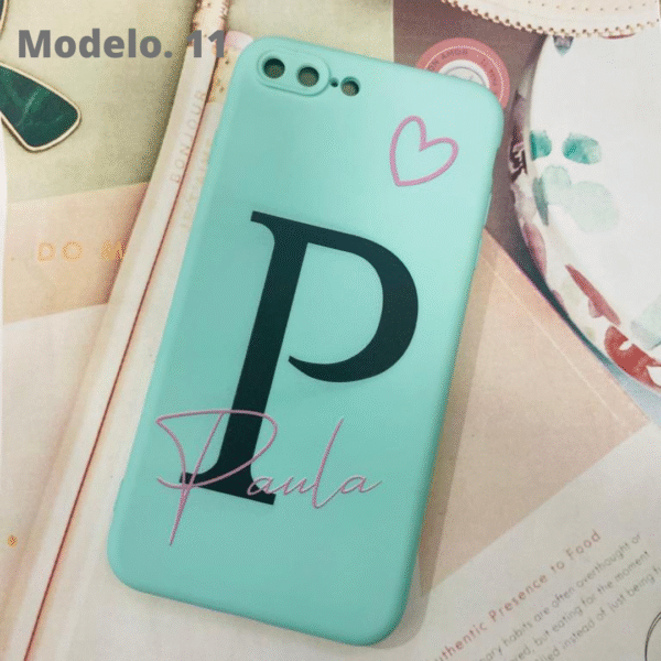 Funda Personalizada Case Nombre  Silicona Suave Azul Turquesa - Imagen 18