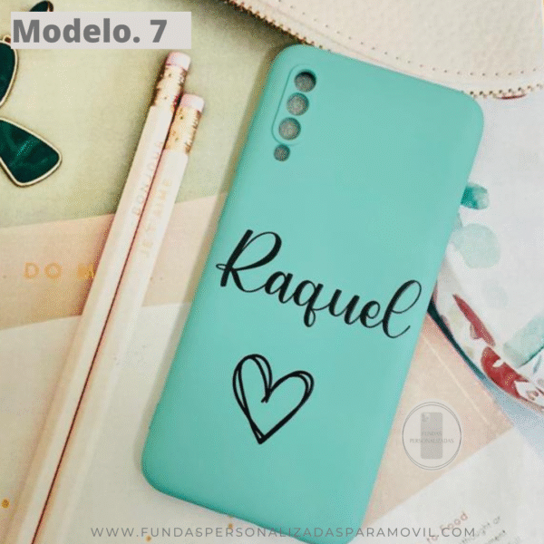 Funda Personalizada Case Nombre  Silicona Suave Azul Turquesa - Imagen 14