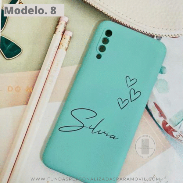 Funda Personalizada Case Nombre  Silicona Suave Azul Turquesa - Imagen 15