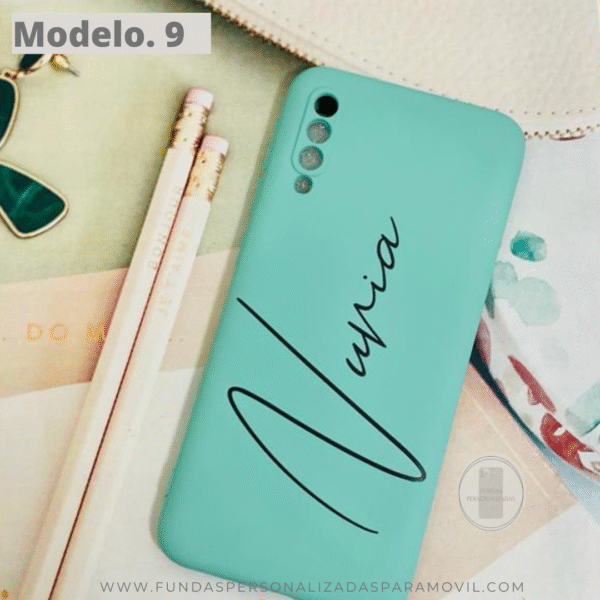 Funda Personalizada Case Nombre  Silicona Suave Azul Turquesa - Imagen 16