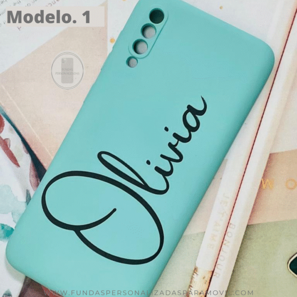 Funda Personalizada Case Nombre  Silicona Suave Azul Turquesa - Imagen 5