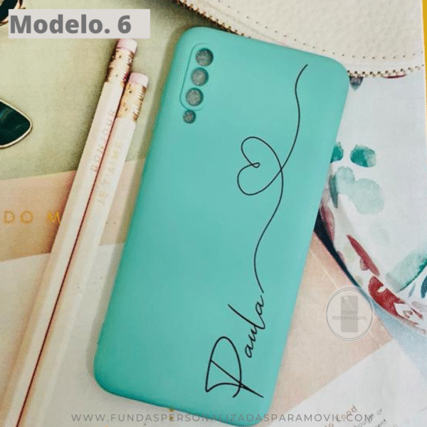 Funda Personalizada Case Nombre  Silicona Suave Azul Turquesa - Imagen 13