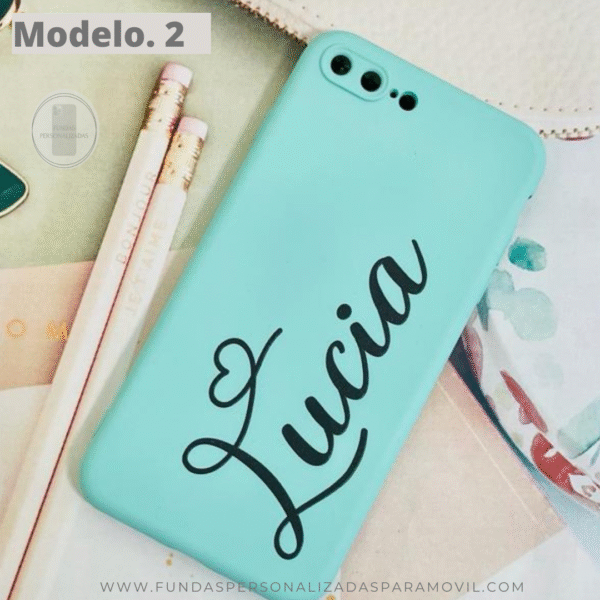 Funda Personalizada Case Nombre  Silicona Suave Azul Turquesa - Imagen 7