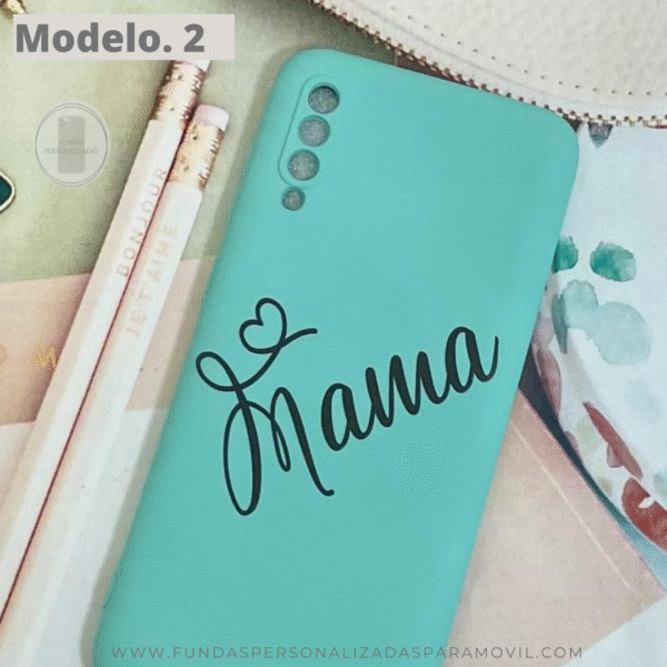 Funda Personalizada Case Nombre  Silicona Suave Azul Turquesa - Imagen 8