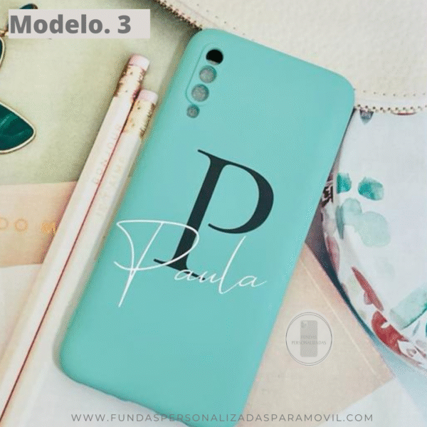 Funda Personalizada Case Nombre  Silicona Suave Azul Turquesa - Imagen 9