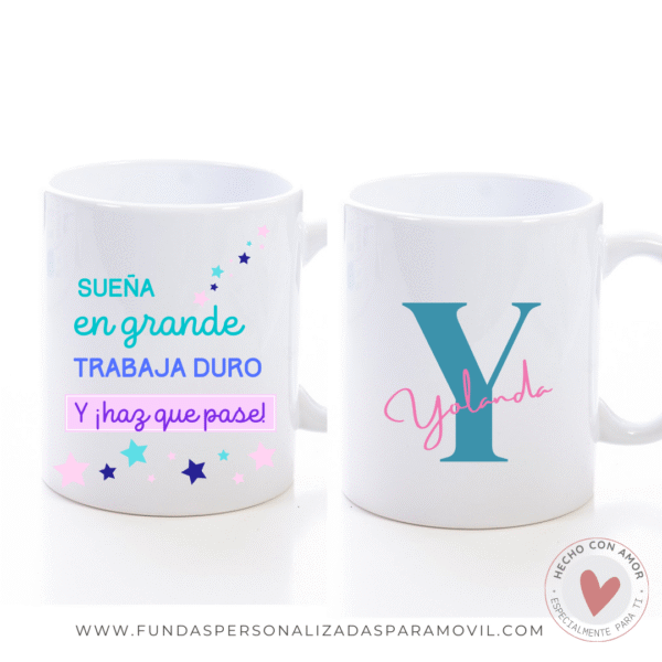 Taza Personalizada con Frase Diseño Sueña en Grande - Imagen 3
