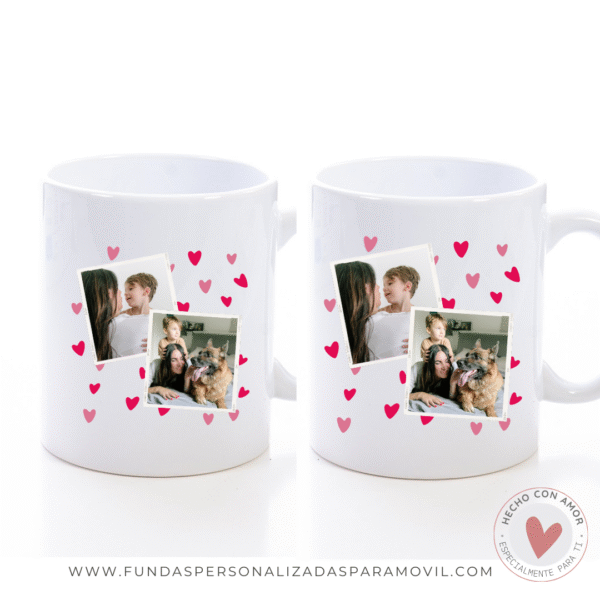Taza Personalizada con Foto Diseño Corazones - Imagen 3