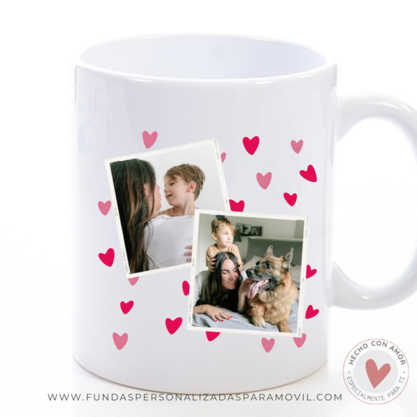 Taza Personalizada con Foto Diseño Corazones - Imagen 2
