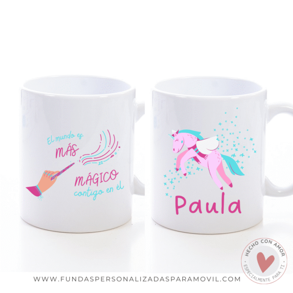 Taza Personalizada con Frase Texto Diseño Unicornio - Imagen 4