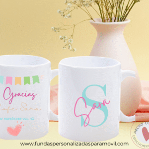 Taza Personalizada con Frase Diseño Gracias Profe por enseñarme con el corazón 