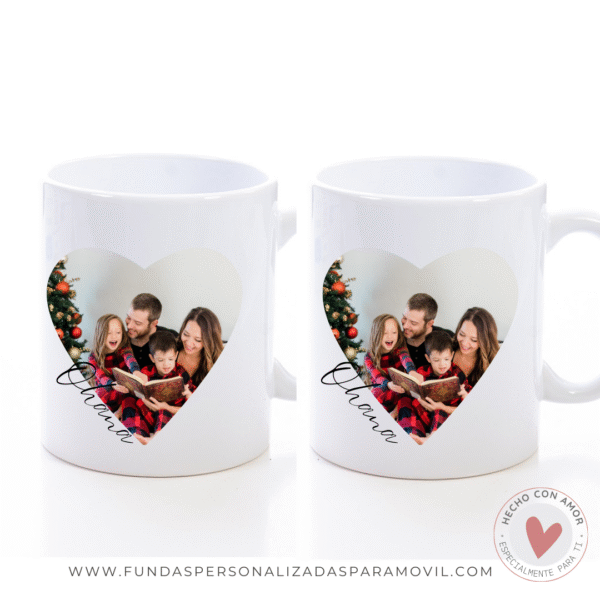 Taza Personalizada con Foto Diseño Corazón - Imagen 2