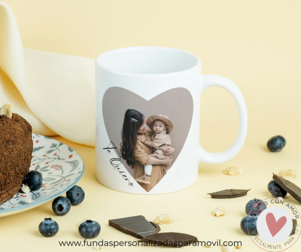 Taza Personalizada con Foto Diseño Corazón