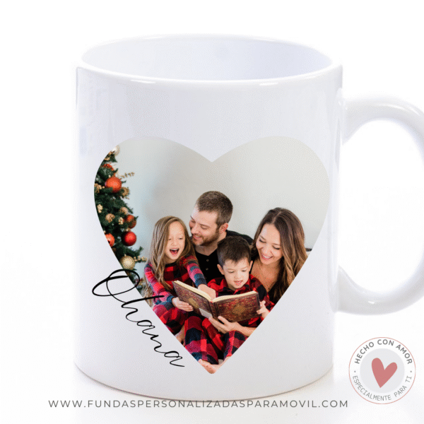 Taza Personalizada con Foto Diseño Corazón - Imagen 3