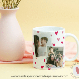 Taza Personalizada con Foto Diseño Corazones