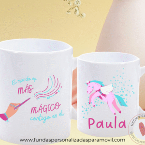 Taza Personalizada con Frase Texto Diseño Unicornio