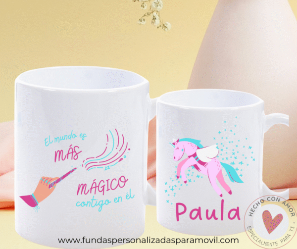 Taza Personalizada con Frase Texto Diseño Unicornio