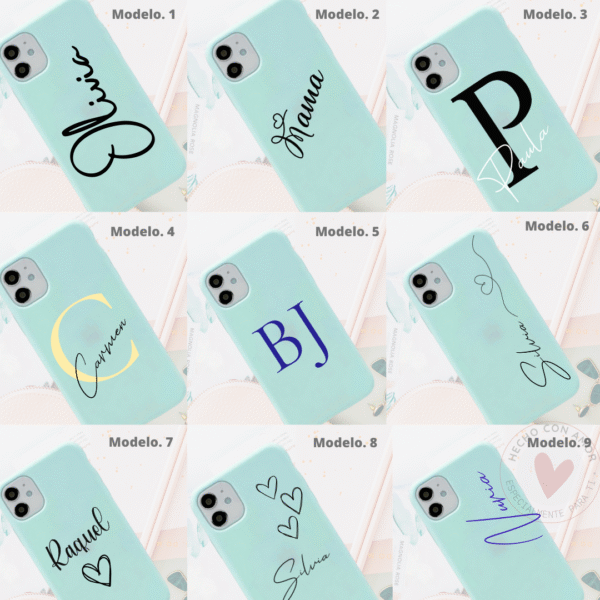 Funda Personalizada Case Nombre  Silicona Suave Azul Turquesa - Imagen 3