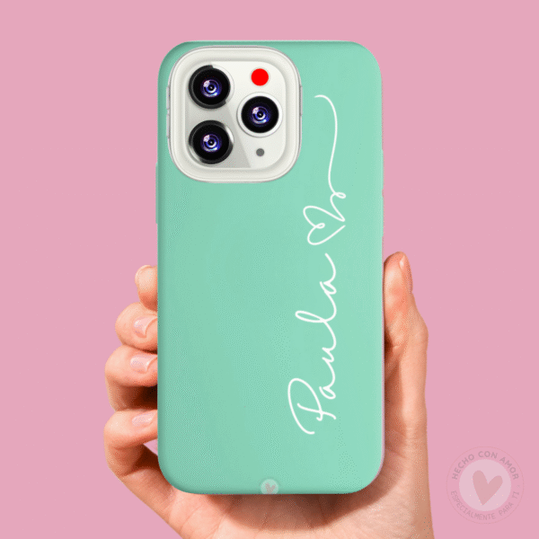 Funda Personalizada Case Nombre  Silicona Suave Azul Turquesa