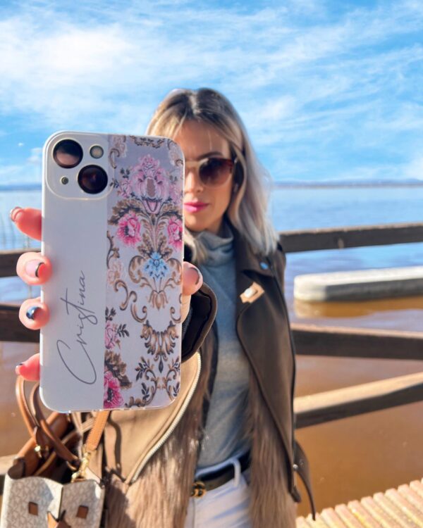 Funda Fallera Personalizada con Nombre  Diseños Tela Vestido Fallero Color Blanco Mod7 - Imagen 2