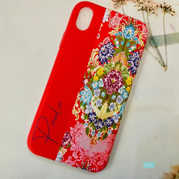 Funda Fallera Personalizada con Nombre  Diseños Tela Vestido Fallero Color Rojo Mod3 - Imagen 2