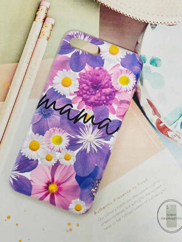 Funda Personalizada Diseño Mama Flores Lilas + Nombre - Imagen 3
