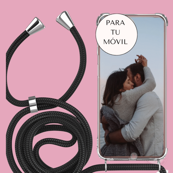Funda Personaliza con Foto Antigolpe con cuerda Antishock esquina Reforzada Transparente con Cuerda