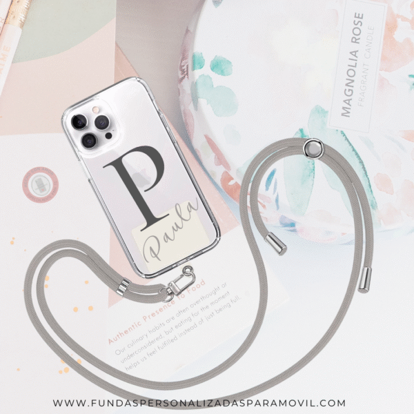 Cordón para Móvil Cuerda para Funda Móvil con Adaptador Universal. Cordón para Funda de móvil Gris