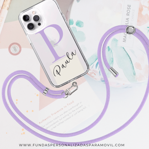 Cordón para Móvil Cuerda para Funda Móvil con Adaptador Universal. Cordón para Funda de móvil Lila
