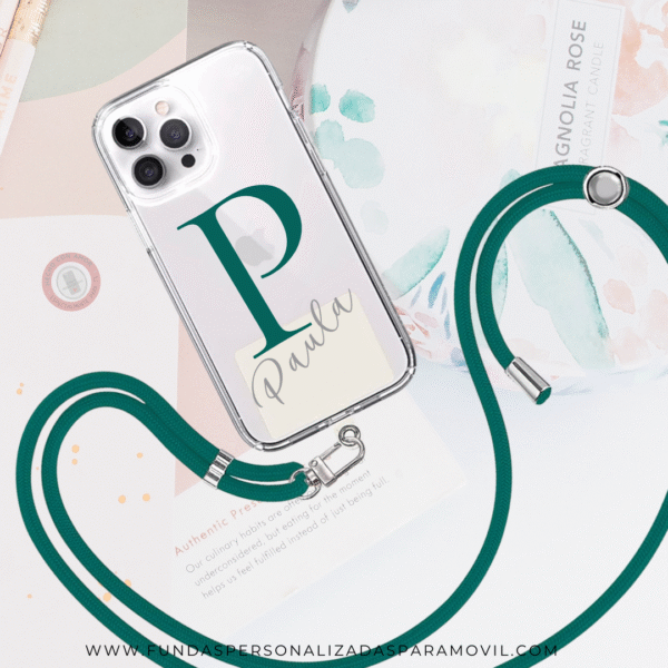 Cordón para Móvil Cuerda para Funda Móvil con Adaptador Universal. Cordón para Funda de móvil Verde Oliva