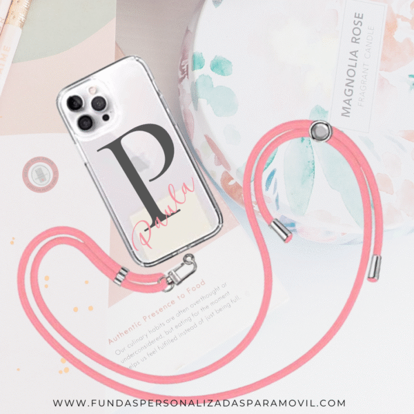 Cordón para Móvil Cuerda para Funda Móvil con Adaptador Universal. Cordón para Funda de móvil Rosa