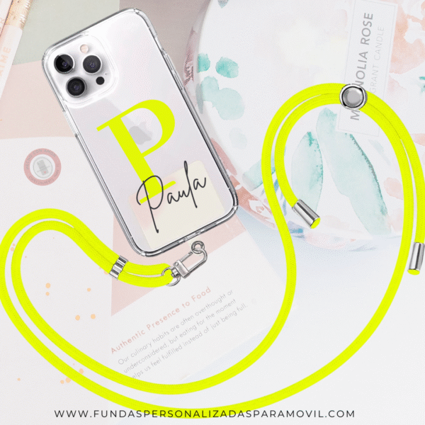 Cordón para Móvil Cuerda para Funda Móvil con Adaptador Universal. Cordón para Funda de móvil Amarillo