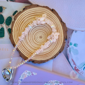 Cordón para Móvil Cuerda para Funda de Móvil  con Abalorios de Cristal – Cadena de Piedras de Colores Rosa