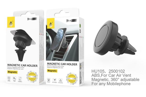 Soporte Movil Coche Soporte de coche para Rejilla de Ventilación Magnetico HU105-Soporte para movil con placa iman airvent Negro