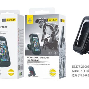 Soporte Movil Bicicleta, Moto, Patinete E6277 NE Soporte Universal de Bici, Waterproof para Moviles 6,3", Negro