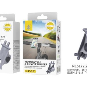 Soporte Movil Bicicleta, Moto, Patinete NE5172 PT Soporte Universal de Silicona de Movil para Bicicleta y Moto 4.5-6'' ,Plata