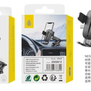 Soporte Movil Coche Soporte de Coche Salpicadero NE5281 NE Soporte Universal de Movil 4.5-7 Pulgada para Salpicadero y Parabrisa,  360° Rotacion,Blazo plegable 10-15cm, Negro