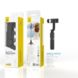 Palo Selfie NR9476 NE Palo Selfie con Tripode flexible 360°, Bluetooth Incluye mando, Para movil 4-7 Pulgadas, Bateria 120mAh, 16-73.5CM, Negro