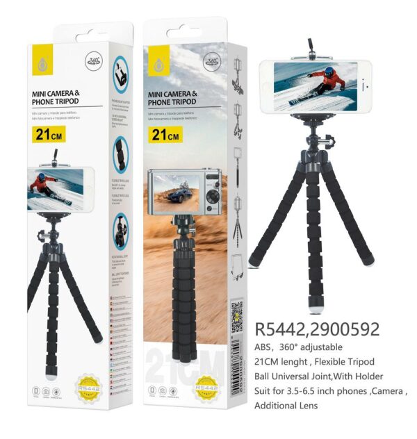 Palo Selfie R5442 NE Palo Selfie Tripode flexible 360 , 21cm ,Negro